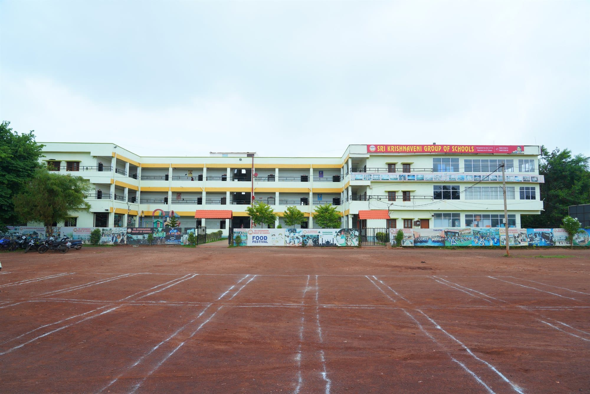 Sri Krishnaveni Group of Schools building and playground